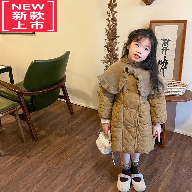 可莉允TOTObaby冬装新款女童洋气毛线披肩棉裙宝宝韩版加厚保暖棉服外套图片