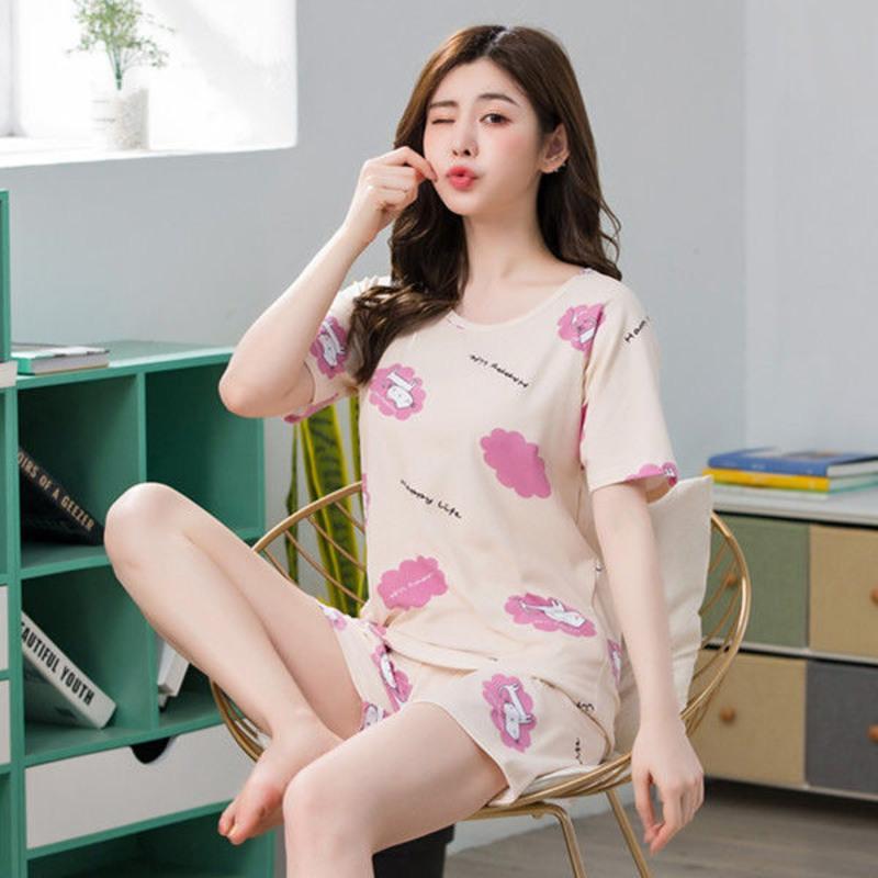 上衣随机m70斤90斤睡衣女夏季短袖女士胖妹妹200斤可穿大码女睡衣休闲