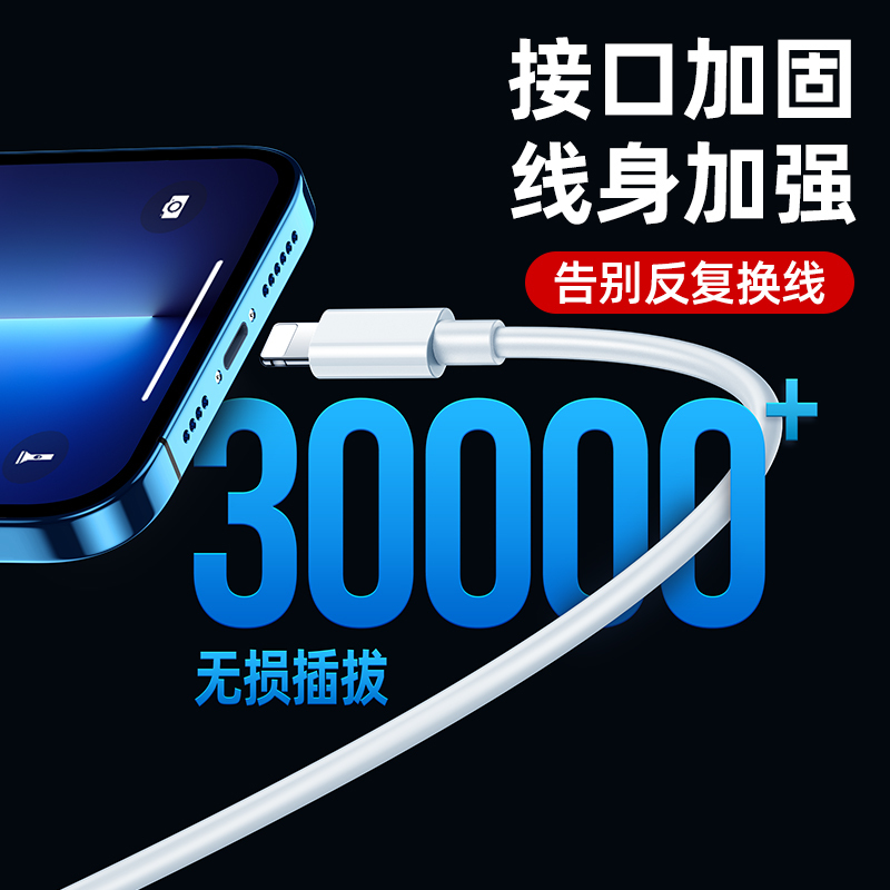 YUTOOL 苹果PD白色线-白色1.5米数据线 快充不伤机 安全不发烫 十年折不断 苹果全系列快充接口升级不生锈(2条