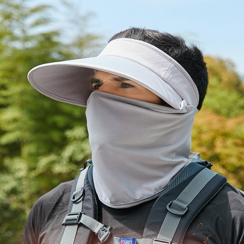 闪电客户外男士遮阳帽骑车遮全脸空顶太阳帽钓鱼防晒面罩帽子男
