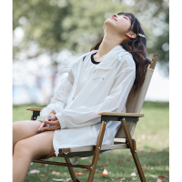 [2.5折价77元]唐狮夏季新款轻薄防晒衣女UPF+中长款连帽宽松薄外套白色