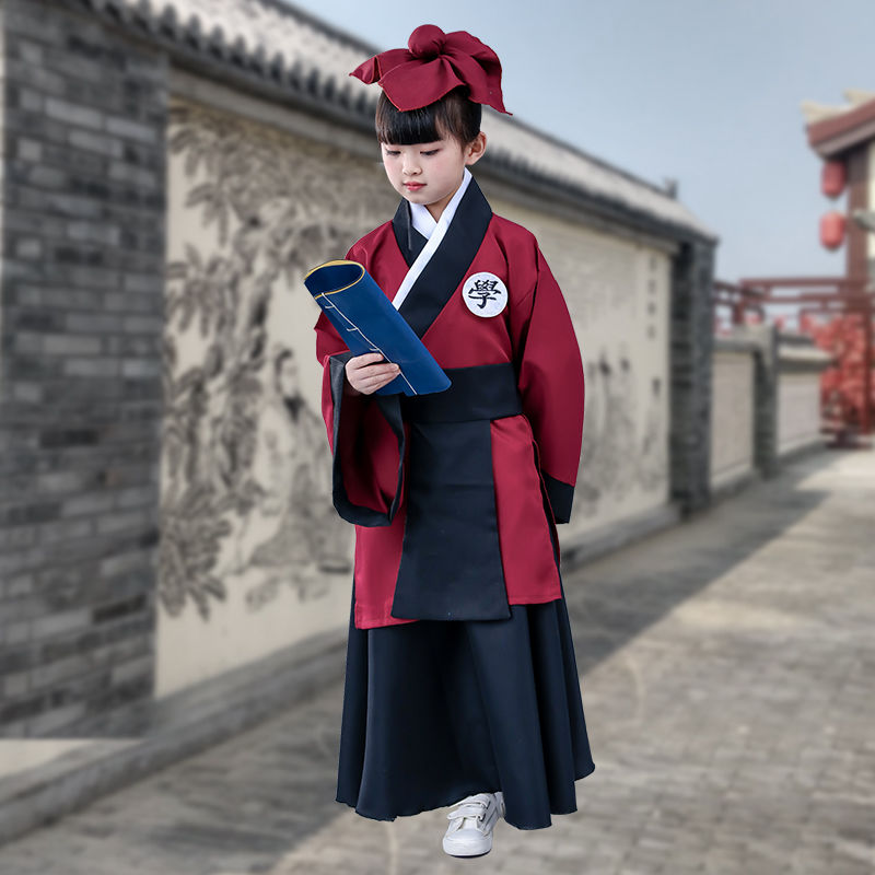 儿童书童演出服装古装国学服汉服表演服装幼儿三字经弟子规男女童 酒