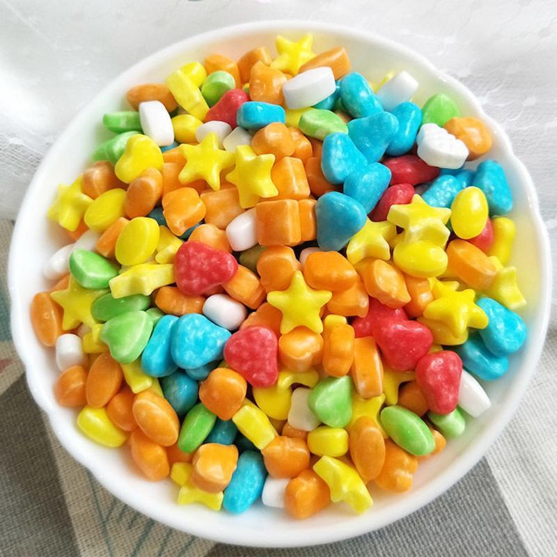 买2送1彩色水果味软糖果彩虹糖脆皮棉花糖压片糖果酸酸果豆250克酸酸