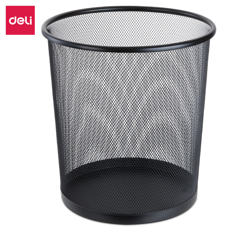 得力 9190 中号圆纸篓(黑)266x218x280mm金属丝网喷塑工艺