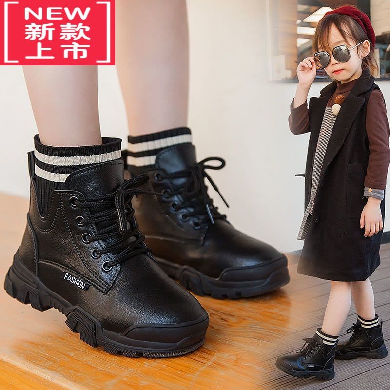 可莉允女童靴子2022秋冬新款儿童马丁靴百搭女孩短靴冬款皮靴时尚雪地靴图片