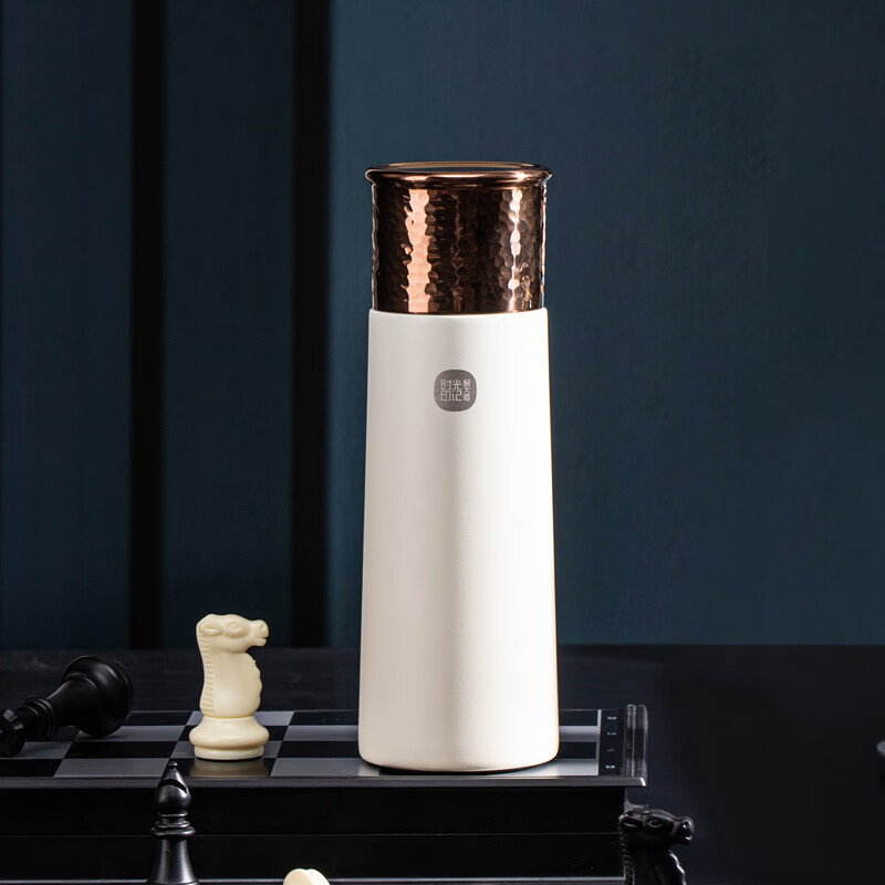 焖大师(MENDASHI) SG500 焖茶杯 时光印记随行杯户外旅行茶水分离机械温显保温杯 珍珠白500ml