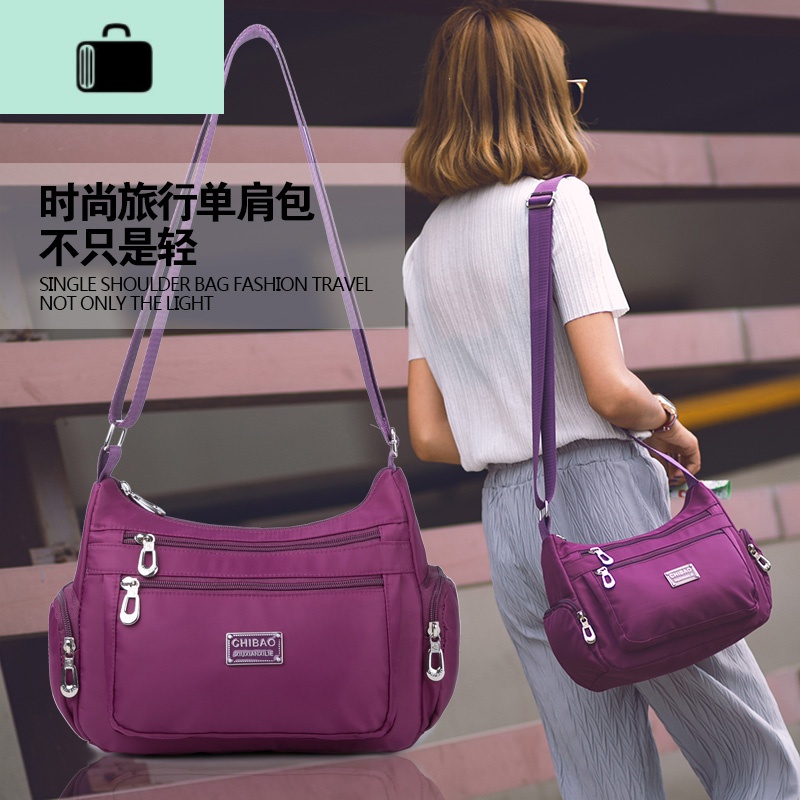 2020新款尼龙女包妈妈包布单肩斜挎包中年新月包牛津布潮流休闲包new