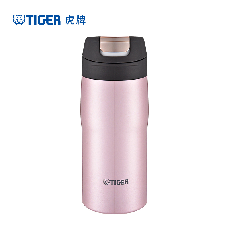 虎牌(tiger)保温杯MJC-A036 粉色 304不锈钢保温杯 商务办公杯 单手易开水杯安全锁设计杯子360毫升