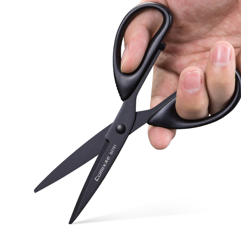 齐心 B2751 黑刃剪刀 160mm 黑 单把装高清大图