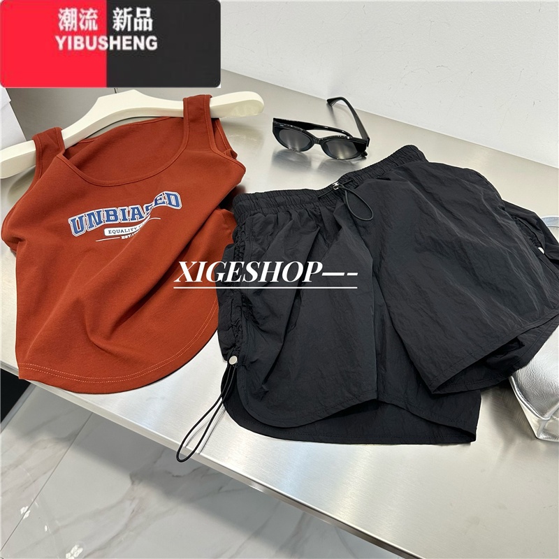 YIBUSHENG降落伞短裤女季宽松a字百搭阔腿抽绳速干休闲裤显腿长辣妹热闲高清大图