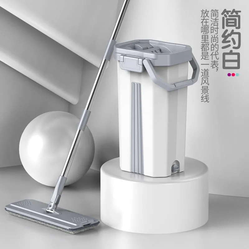 刮刮乐懒人拖把免手洗拖地家用旋转干湿分离手动平板拖布桶高清大图