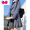 七斓西装外套女短款红色制服全套学院风校供徽章一粒扣西服套装