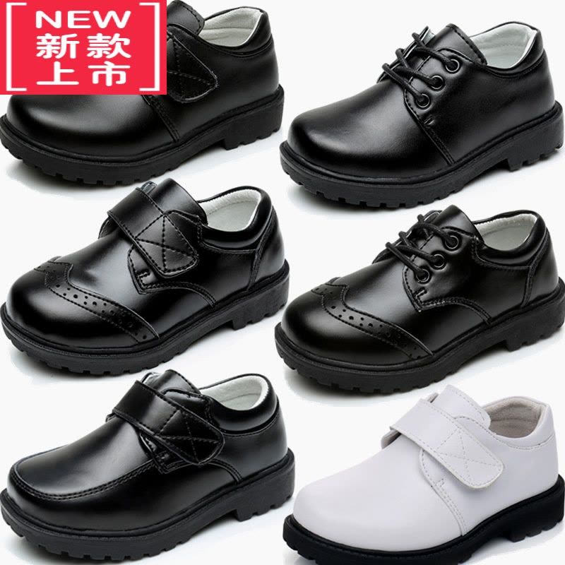 可莉允男童皮鞋黑色儿童演出鞋系带英伦风花童中小学生表演礼仪主持运动休闲鞋图片