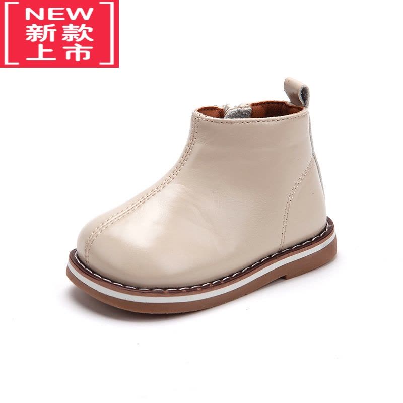 可莉允女宝宝鞋子秋冬季女童靴子加绒短靴马丁靴男童小童皮靴儿童鞋婴儿图片