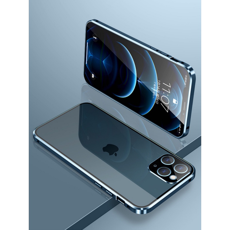 安美宝 苹果12/13手机壳11双面玻璃iphone12pro保护套透明13Promax超薄防摔磁吸金属边框男女全包镜头高清大图