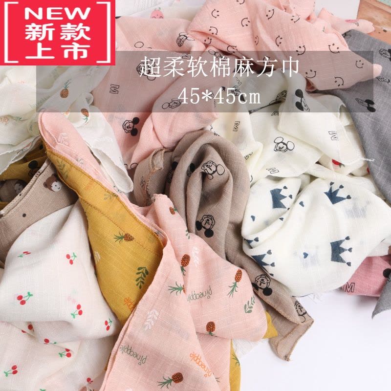 可莉允儿童棉麻围巾秋冬薄款宝宝婴儿方巾三角口水巾防风丝巾围脖男女童毛巾图片