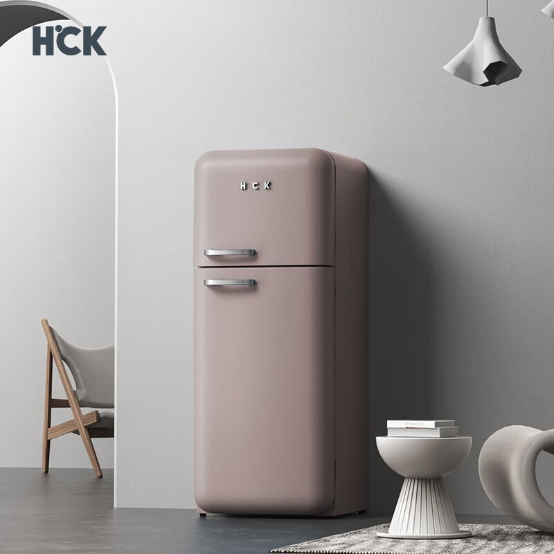 hck哈士奇侘寂风双门冰箱进口家用客厅小型大容量网红bcd253ras暖灰