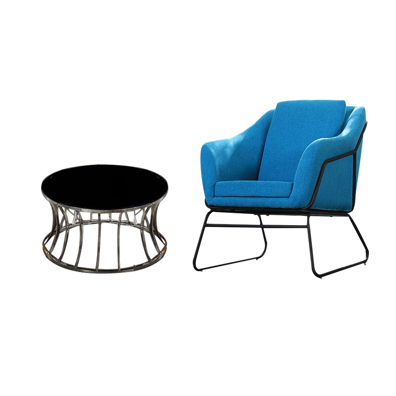 匡大 办公休闲椅洽谈区布艺沙发茶几组合1+1+圆几 KDXXY-JSD04高清大图