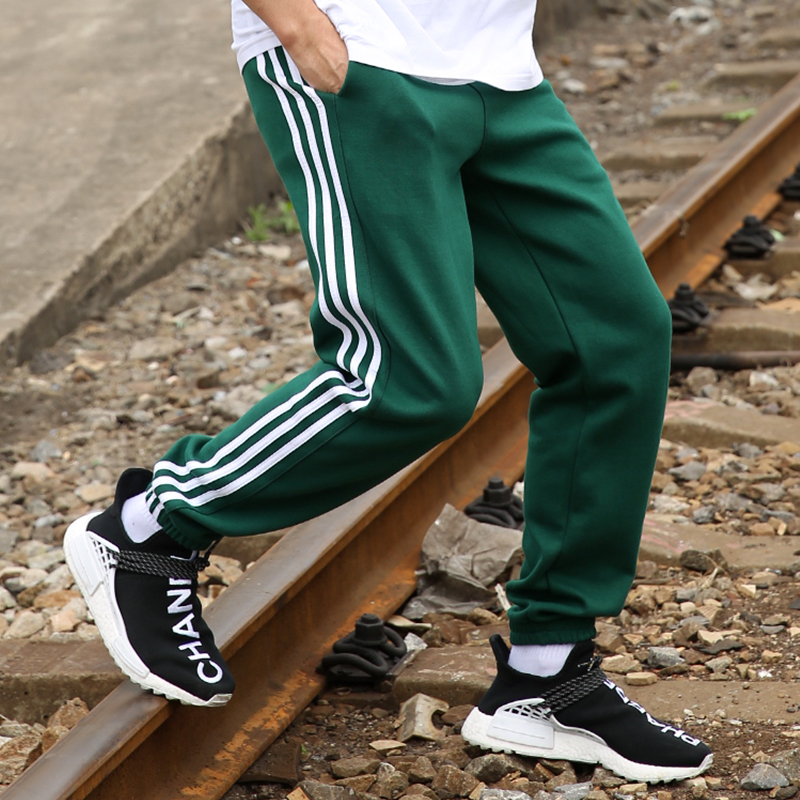 yuansu三条扛抽绳运动裤男束脚裤卫裤子三道杠春秋款三条杠宽松大码