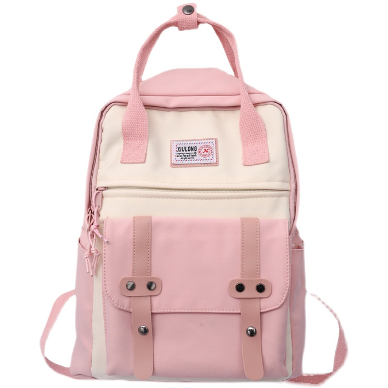 喻娄日系初中小学生补课书包手提女孩大童补习背包轻便休闲作业双肩包