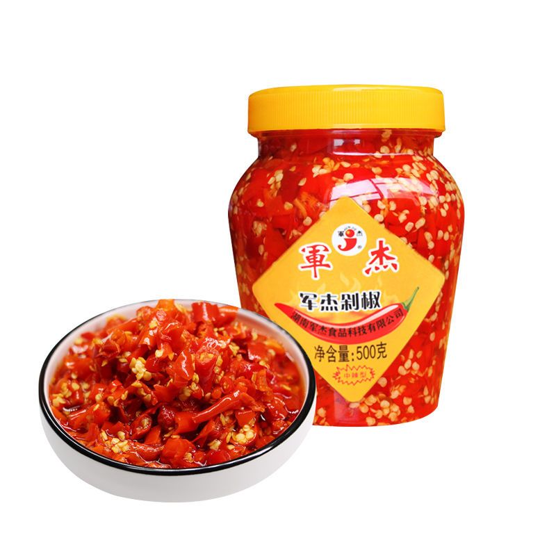 湖南剁辣椒农家手工特辣朝天椒剁椒鱼头军杰下饭菜剁椒辣椒酱500g1瓶