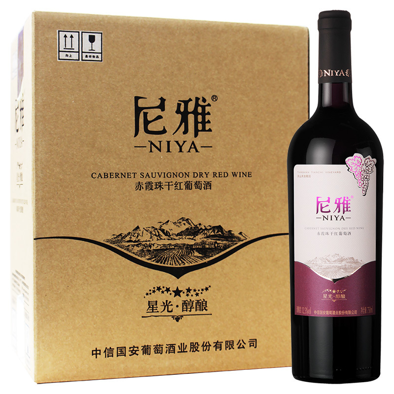国产红酒尼雅星光醇酿赤霞珠干红葡萄酒750ml*6