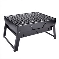 烧烤架户外木炭烧烤炉子家用便携BBQ加厚烤肉箱全套工 长炉(60x22x32cm)1-8人 黑钢套餐一:不锈钢网+4件套