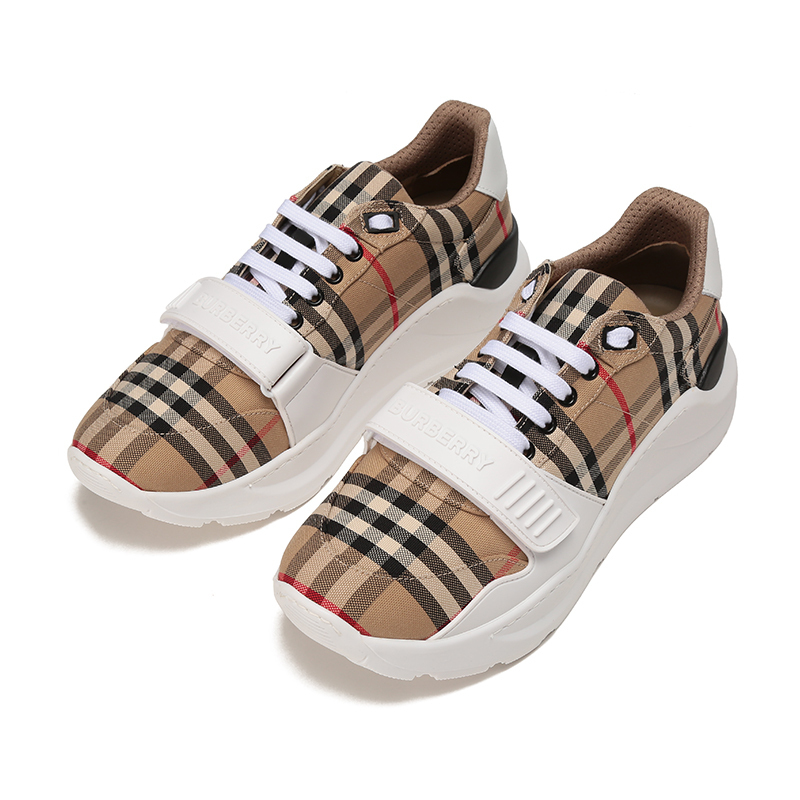 博柏利巴宝莉burberry男款织物配皮系带休闲运动鞋80485771