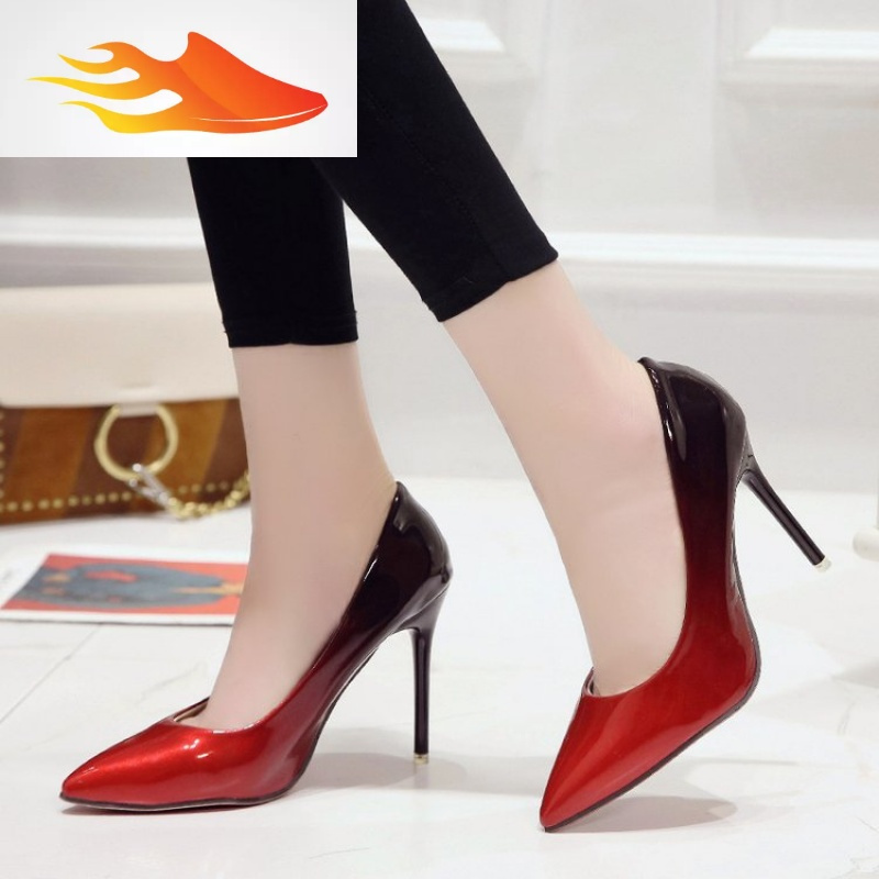 fishbasket42大码43码胖脚女鞋10cm细跟尖头显瘦高跟鞋男士cosplay