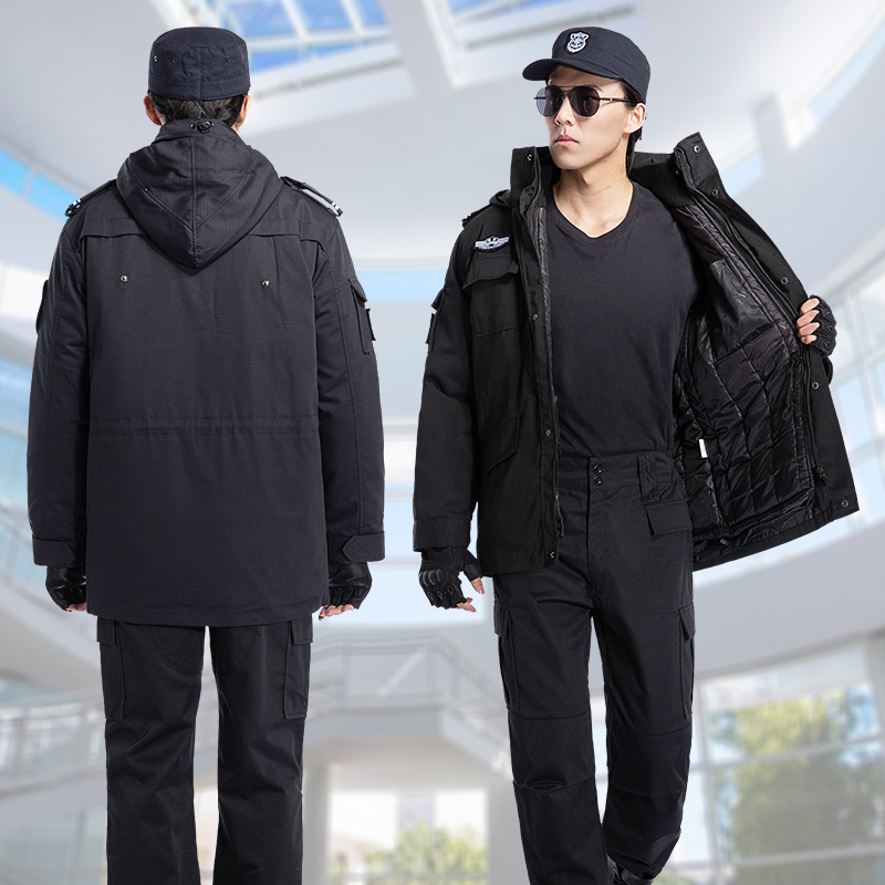 兴奥邦门卫服套装全套黑色冬装全套保安服工作服冬装全套装男制服保安