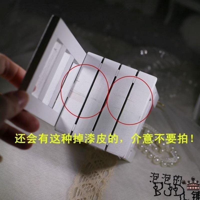 [泡泡家]BJD.娃娃家具配件拍照道具长桌子靠背椅子黑色白色6分 白色款(2张靠背椅子+1张桌子)