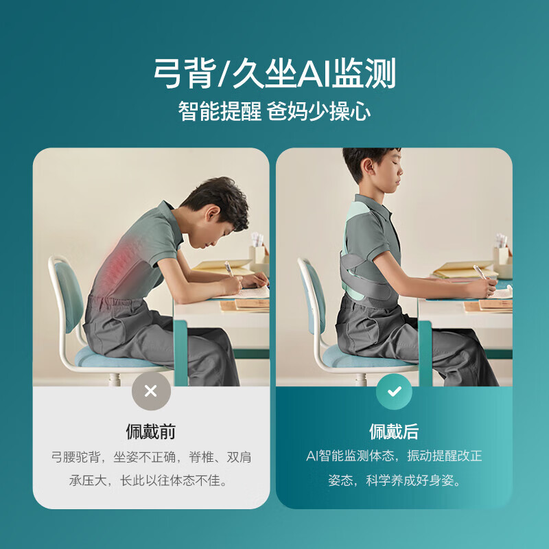 飞利浦腰背按摩器按摩背带儿童小孩青少年驼背矫正体态管理背背佳背部按摩器背部PPM5602B高清大图