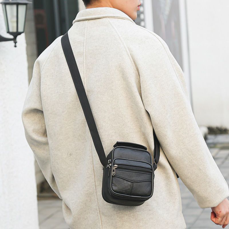 真皮复古包包男单肩包头层牛皮男式斜挎包休闲男士小包手工皮包潮黑色