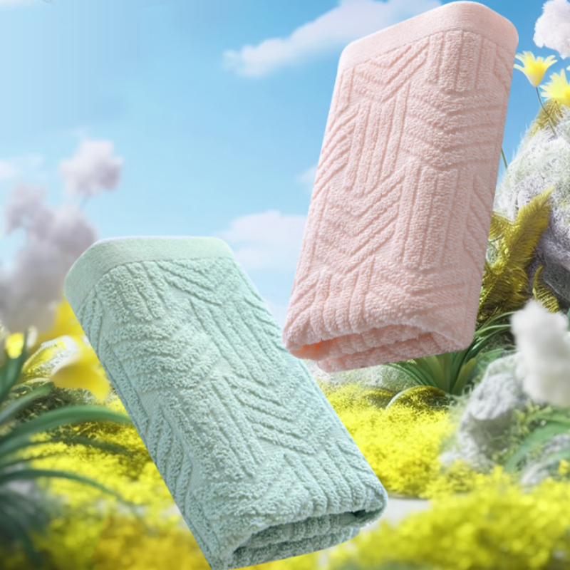 洁丽雅(grace)清悦系列毛巾单条装快速吸水EVA袋装家庭装 绿色/粉色 1条 60g高清大图