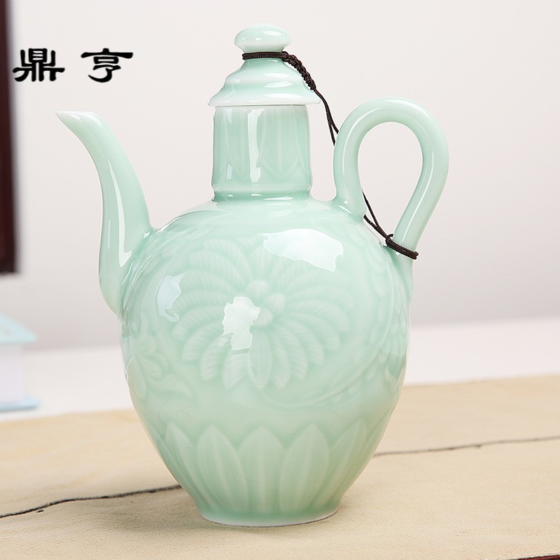 鼎亨陶瓷温酒器烫酒壶家用青瓷酒具套装中式热酒暖酒壶白酒清酒黄
