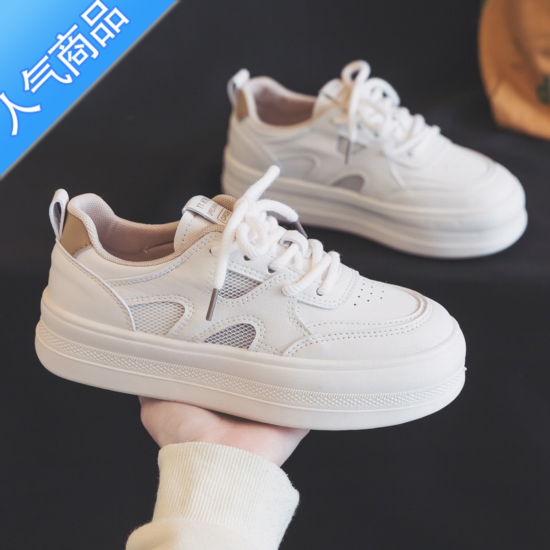 SUNTEK夏季薄款透气小白鞋女鞋2023新款夏款百搭网面网鞋运动板鞋配裙子高清大图