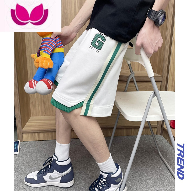 七斓条纹运动休闲短裤男夏季潮流青少年卫裤美式篮球宽松潮牌五分裤子