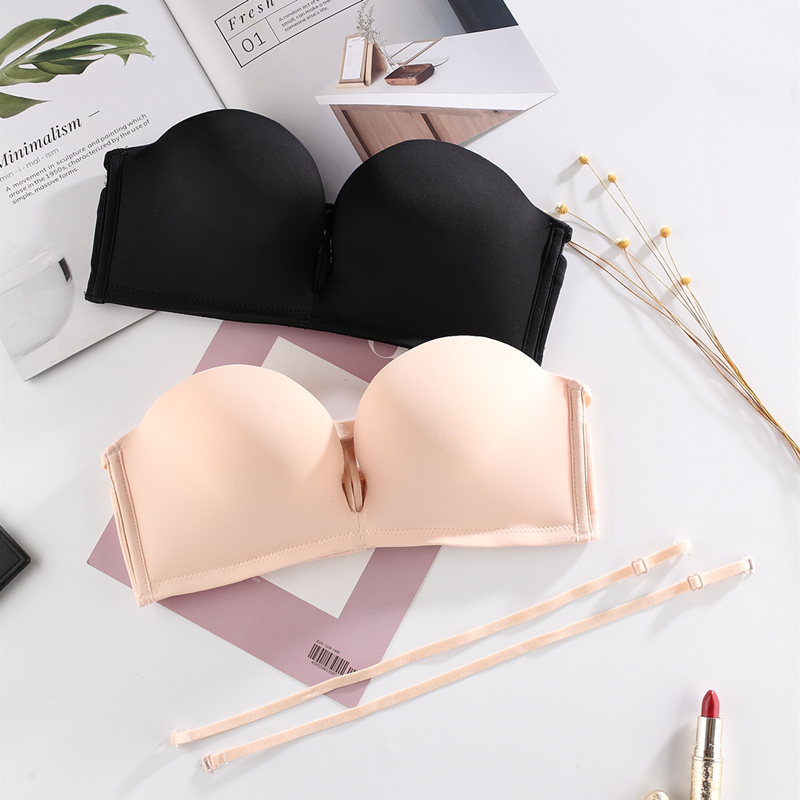 yunwuxin无肩带文胸女小胸平胸专用聚拢防滑隐形抹胸加厚上托内衣夏天