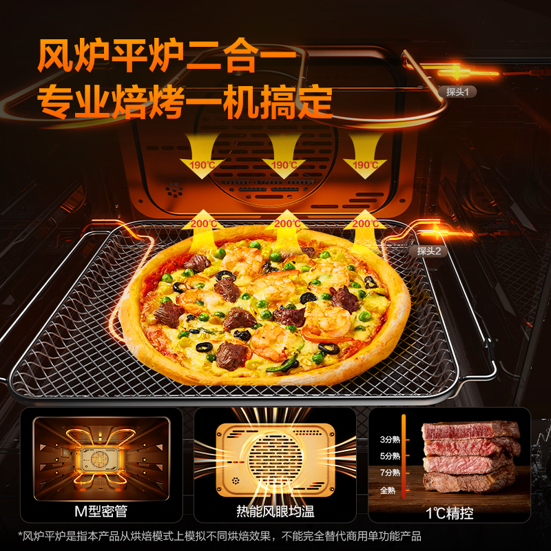 方太(FOTILE)声动蒸烤炸一体机家用多功能智能炸烘蒸烤台式一体机烘焙YZK32-01-A1.I高清大图