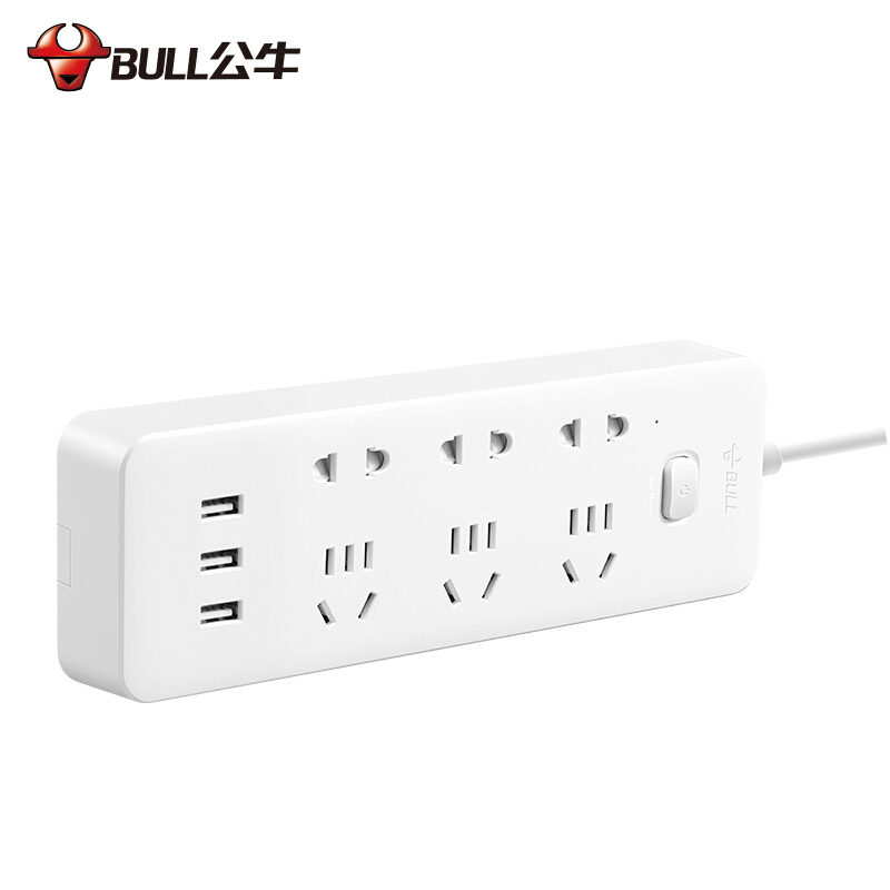 公牛(bull) GNV-UUA156插座USB插座接线板智能插排转换器 插线板拖线板插板3米 单个装