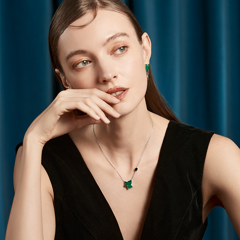 lolarose罗拉玫瑰常青藤项链水滴型吊坠轻奢小众锁骨链