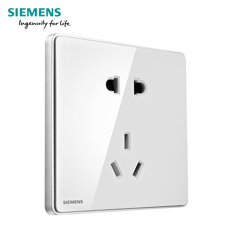 西门子(SIEMENS)开关插座 睿致钛银系列10A五孔电源插座10只装