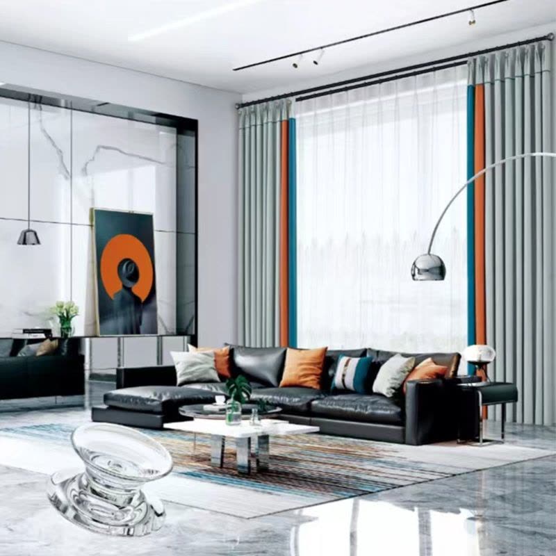 瀚隔 云朵麻窗帘北欧简约现代窗帘飘窗客厅轻奢卧室窗帘1.0*1.3m打孔帘图片