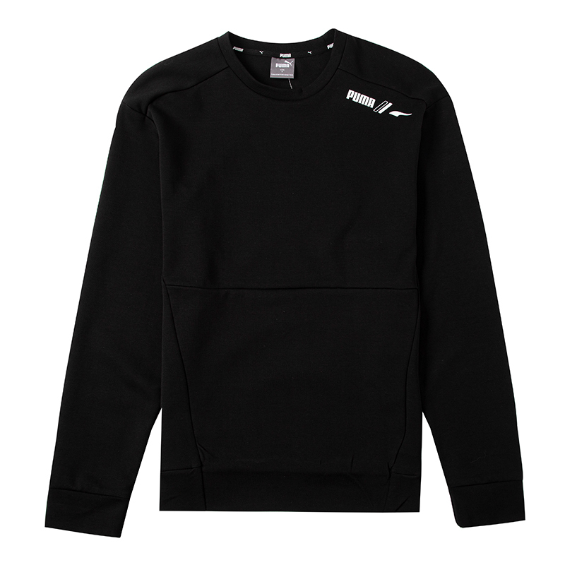 PUMA彪马卫衣男装2022春新款运动服黑色休闲圆领套头衫849544-01