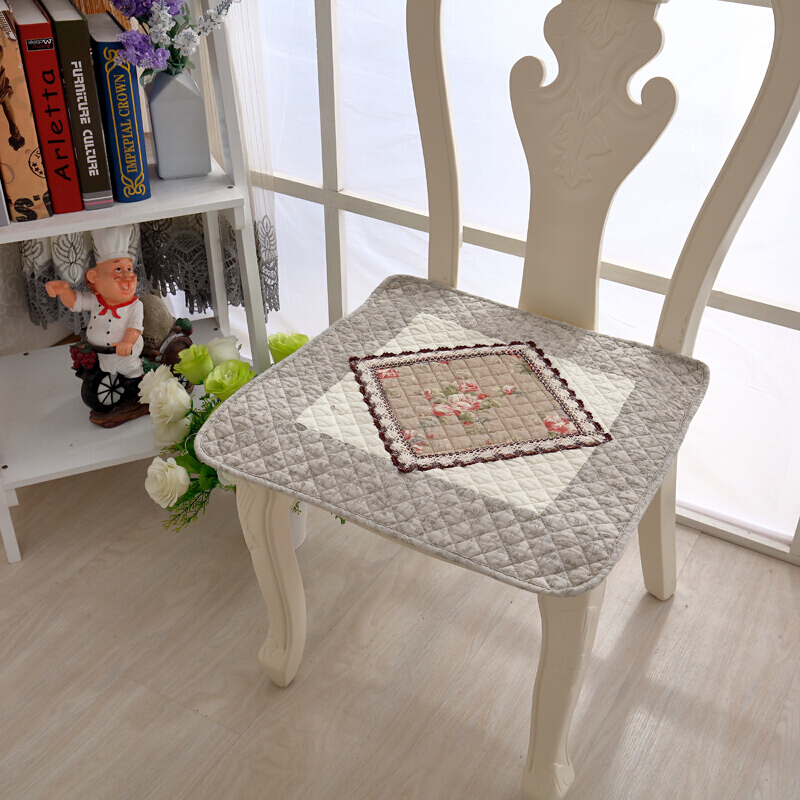 夏季韩式布艺椅子垫坐垫办公室坐垫学生椅子坐垫餐椅垫子薄款绿色拼块