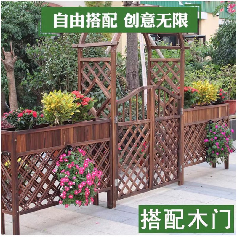 质凡栅栏门防腐木门园艺双开篱笆门菜园院子门木围栏花园门户外木质