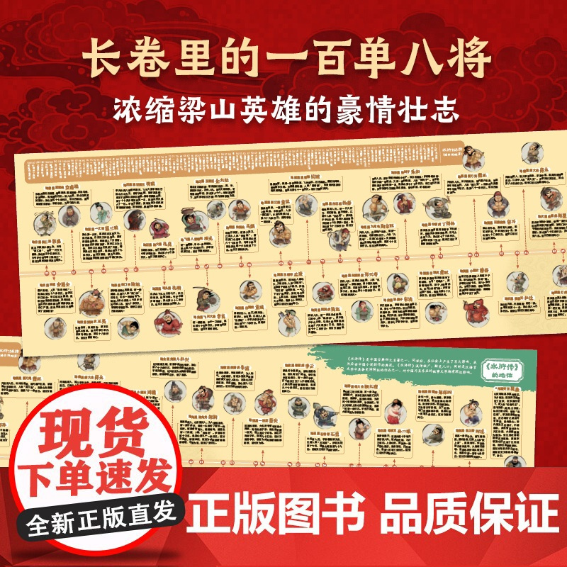 店 水浒传一百单八将漫画版2米长卷 小学生7-8-9-10-12岁儿童文学经典趣味漫画长卷 一展水浒英雄风采画卷