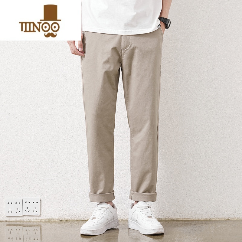 YANXU秋季直筒休闲裤男2023新款潮流宽松百搭商务弹力工装长裤子高清大图