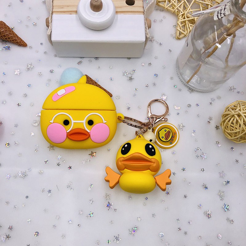 高铭宣 立体玻尿酸鸭AirPods pro保护套1/2代带防丢绳iph Airpods1/2代代大头玻尿酸鸭+搞怪夸张鸭