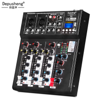 DEPUSHENG得普声F4专业4路调音台电脑录音K歌直播小型家用带混响效果USB家庭蓝牙乐队演出游戏全民K歌混音器